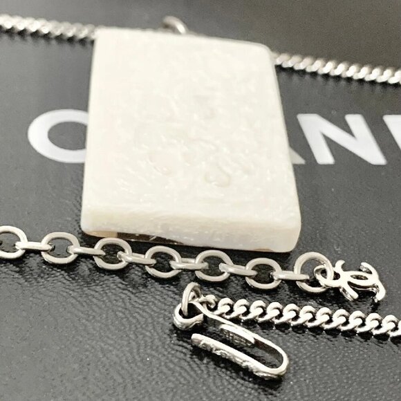 CHANEL CC Logo 31 PARIS Square Shell Motif Necklace 16" Silver Tone Auth #2201 - Picture 3 of 4